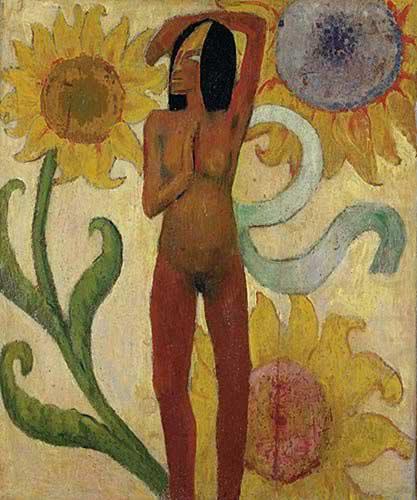 Paul Gauguin Caribbean Woman, or Female Nude with Sunflowers china oil painting image